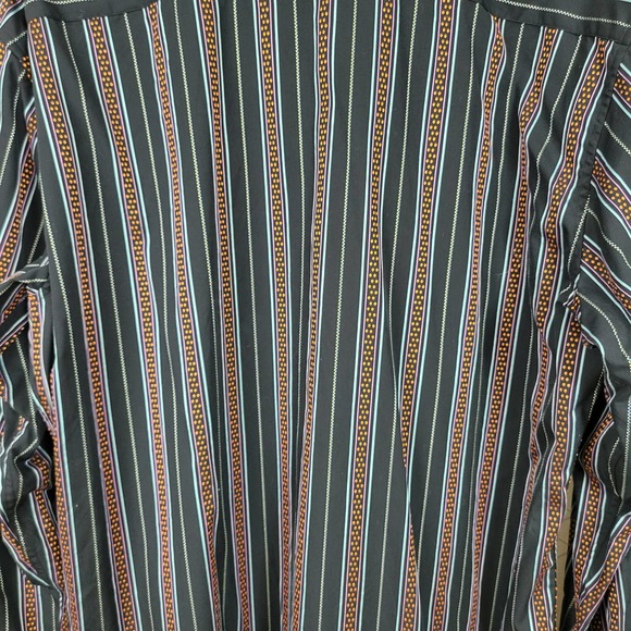 Robert Graham Mens Shirt Size XL Black Orange Button Down Striped Flip Cuff - Picture 7 of 16